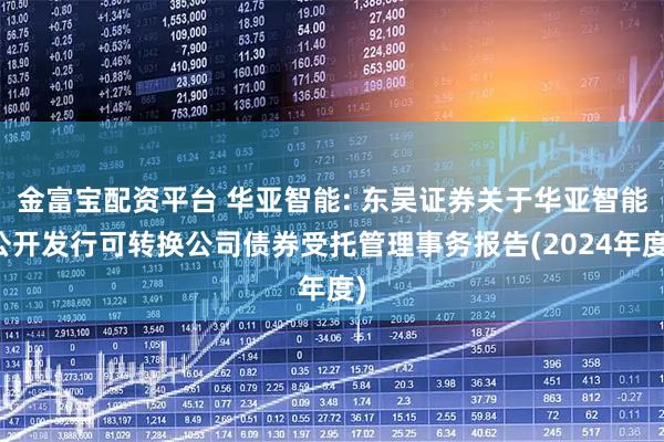 金富宝配资平台 华亚智能: 东吴证券关于华亚智能公开发行可转换公司债券受托管理事务报告(2024年度)