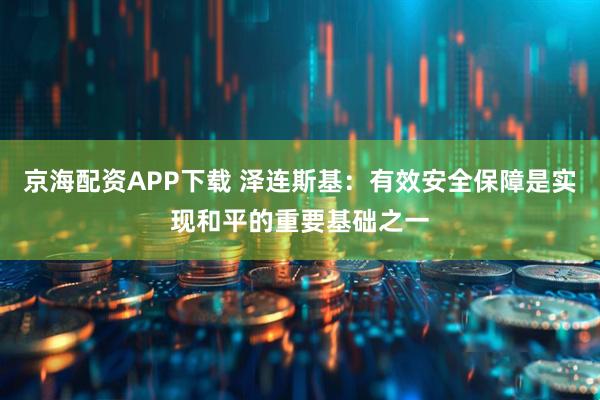 京海配资APP下载 泽连斯基：有效安全保障是实现和平的重要基础之一